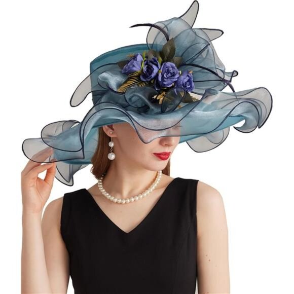 Women's Kentucky Derby Church Dress Hat 02-darkblue - Picture 1 of 7